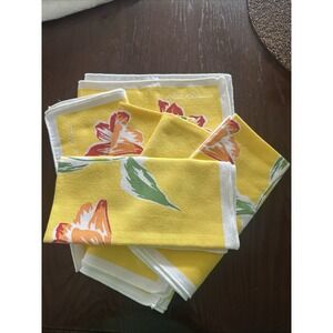 Set of 6 Vintage Yellow Tulip Napkins by Bill Blass Cotton Summer 17"